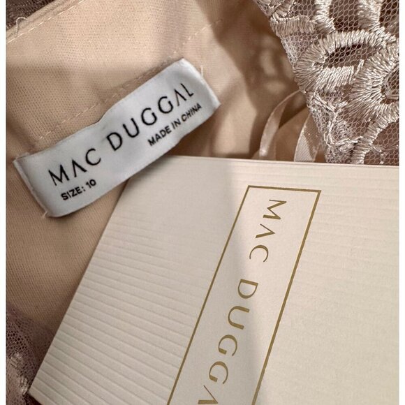 New Mac Duggal Women's Size 10 Embroidered Jewel Neck Formal Dress Mocha 70237 - Picture 4 of 16
